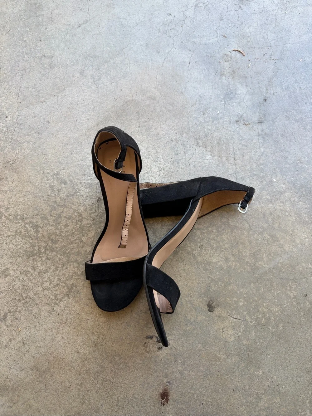 Black Ankle-Strap Block Heel Sandals - Brand Unspecified